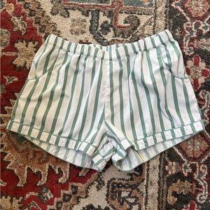 LAKE Pajamas Vintage Green Stripe Sleep Shorts | Early 2010s | Stain pictured